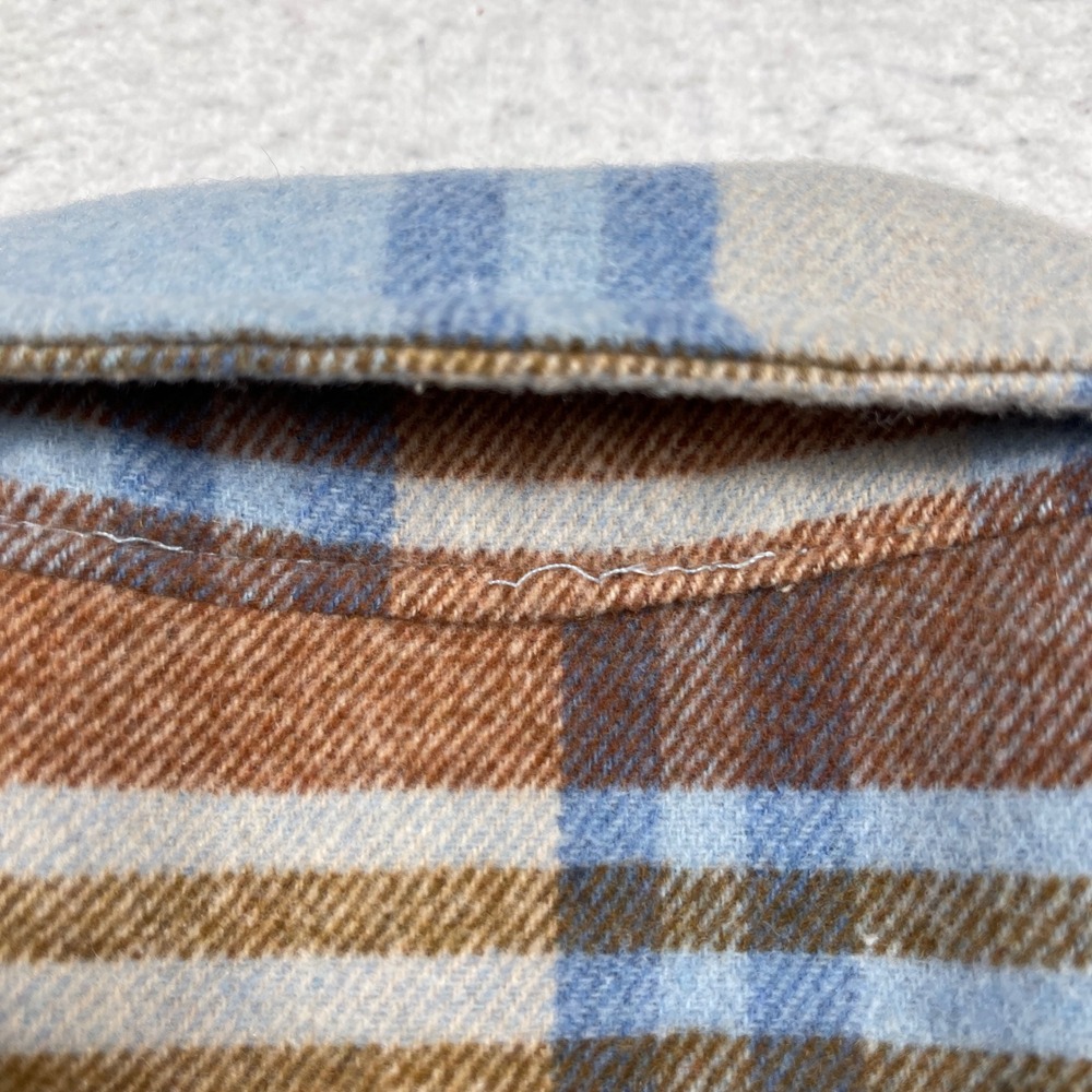Ford Bronco Flannel Shirt Womens Small Blue Brown Plaid Graphic Back Shacket - Picture 11 of 12